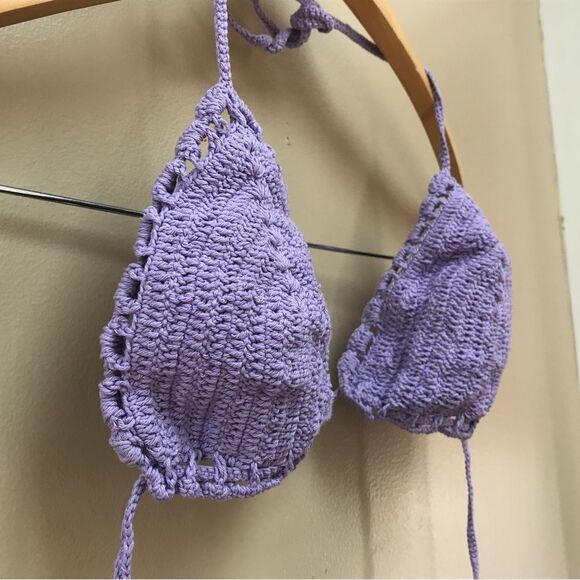 NWOT Handmade Crochet Lavender Bikini Top Bralette (M/L) - Picture 4 of 5